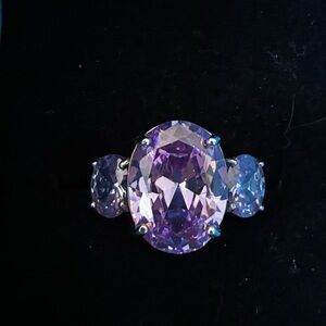 JTV Elegant Purple Amethyst Gemstone Silver Ring size 10